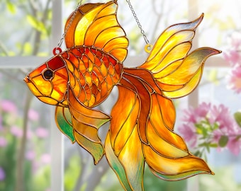 金魚サンキャッチャー ステンドグラス 金魚 装飾 家 窓 壁掛け ママ