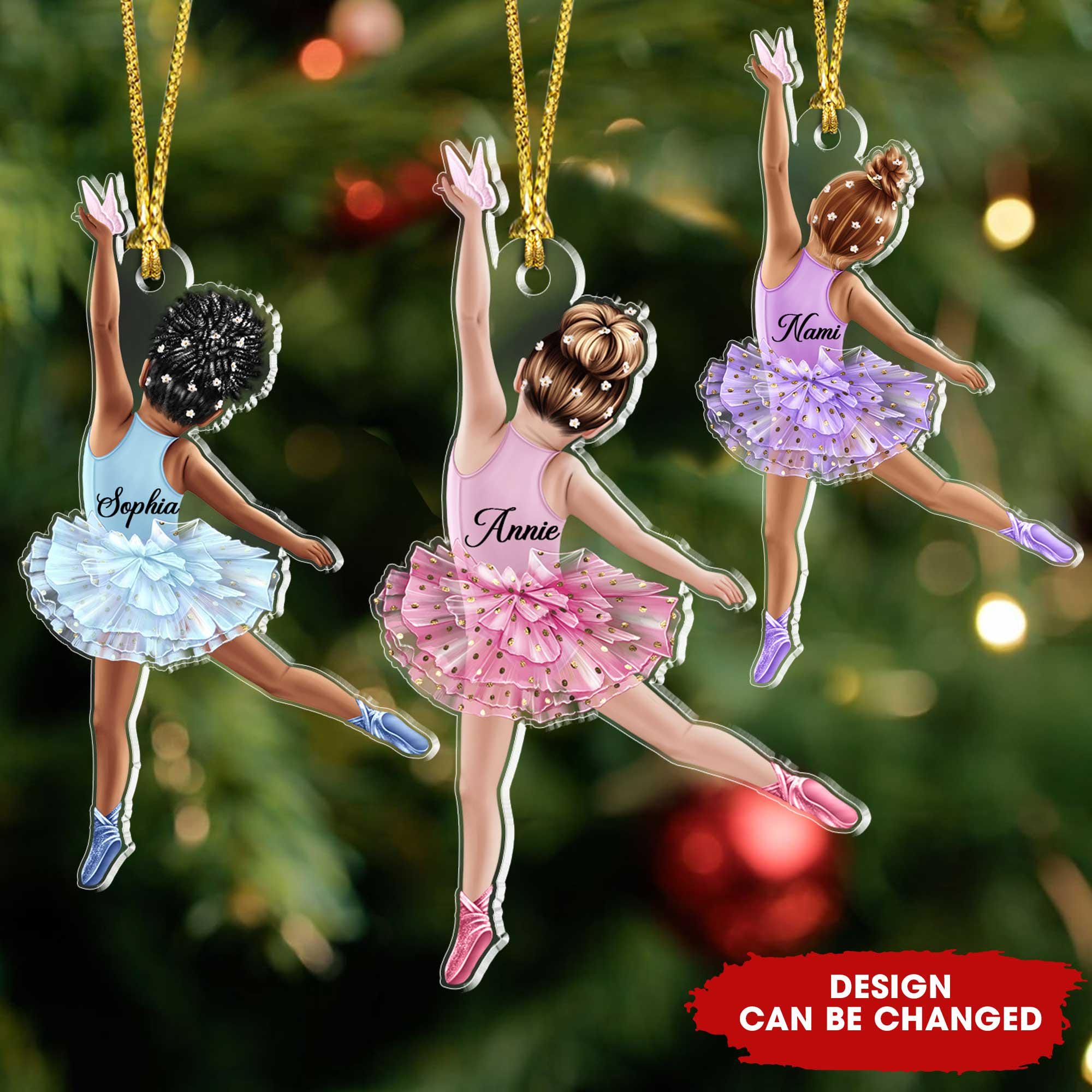 Custom Name Ballerina Acrylic Ornament, Ballet Christmas Ornament, Dance Ornament, Girl Dancing Ornament, Ornament For Girls, Gifts For Kids