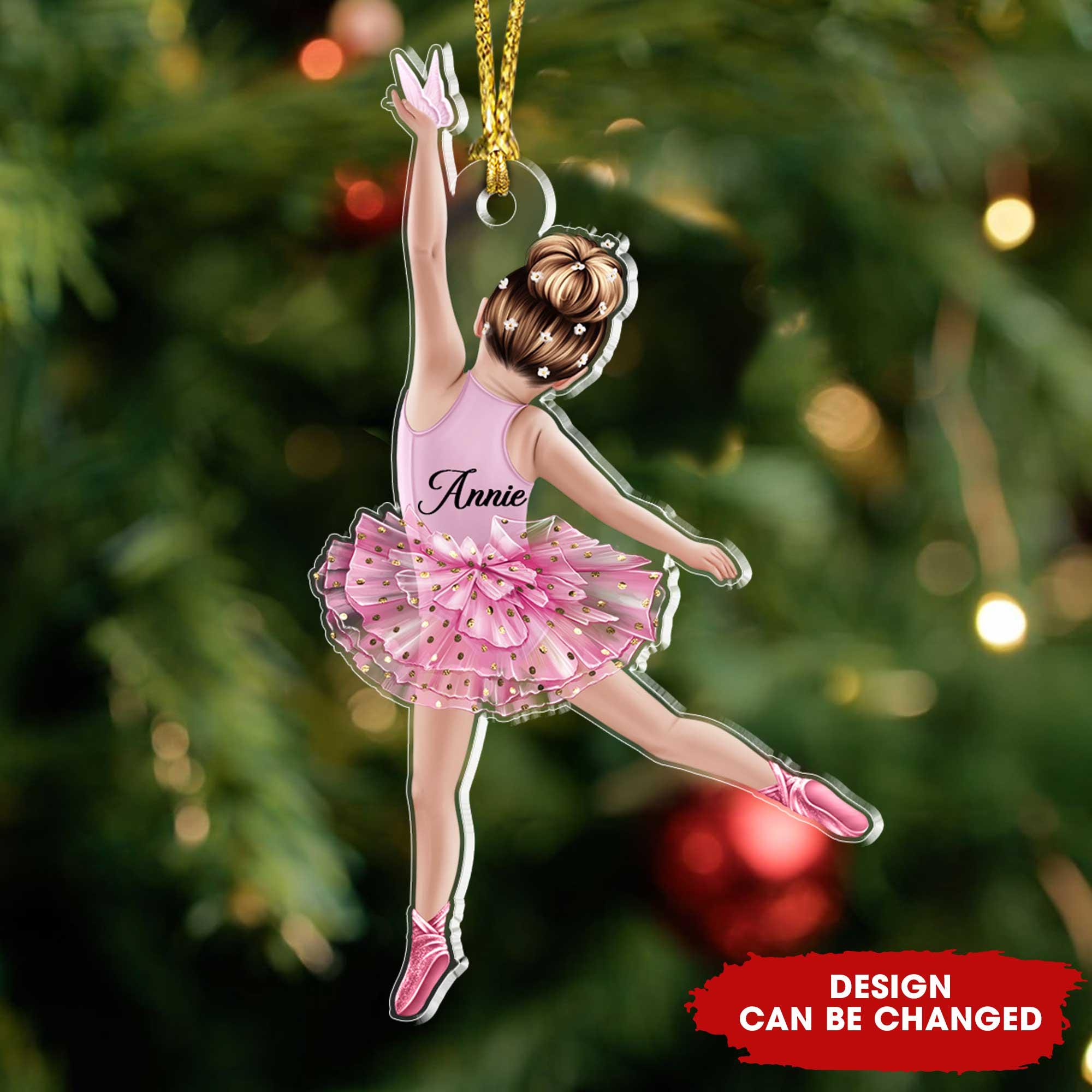 Custom Name Ballerina Acrylic Ornament, Ballet Christmas Ornament, Dance Ornament, Girl Dancing Ornament, Ornament For Girls, Gifts For Kids