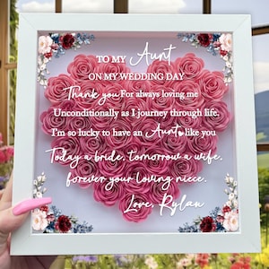 Personalized Aunt Of The Bride Shadow Box, Custom Wedding Day Gift For Auntie From Bride, Wedding Gift from Niece, Thank You Gift, Auntie