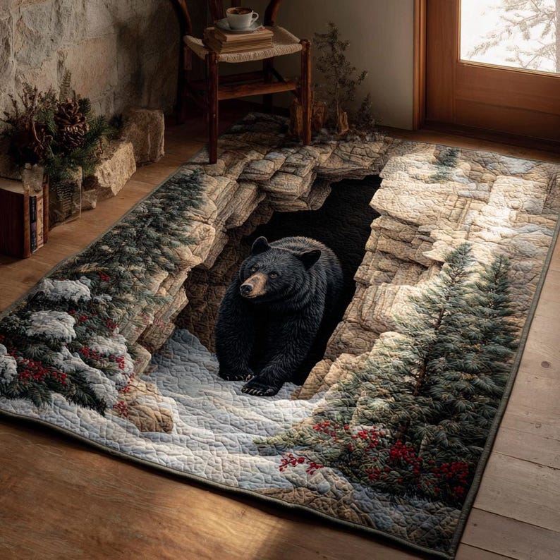 3D Printed Bear Rug, Wildlife Forest Cabin Decor, Rustic Mountain Home ...
