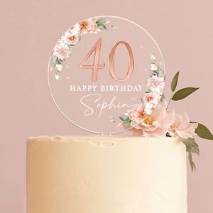 Personalized Happy Birthday Cake Topper, Birthday Acrylic Cake Topper, 18th 21st 30th 40th 50th Birthday, Clear Cake Topper, Birthday Name