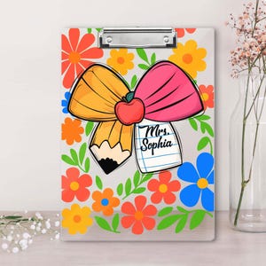 Personalized Teacher Gifts, Floral Clipboard for Teacher, Teacher Appreciation, Thank You Teacher Gift, End of Year Gifts, Teacher Clipboard
