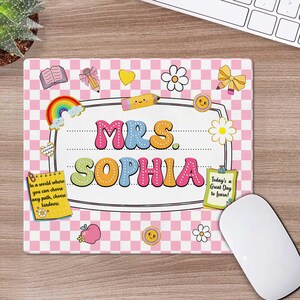 Cute Teacher Mouse Pad Personalized, Welcome to Classroom Desk Mat, Teacher Appreciation Gift, School Office Supplies for Teachers
