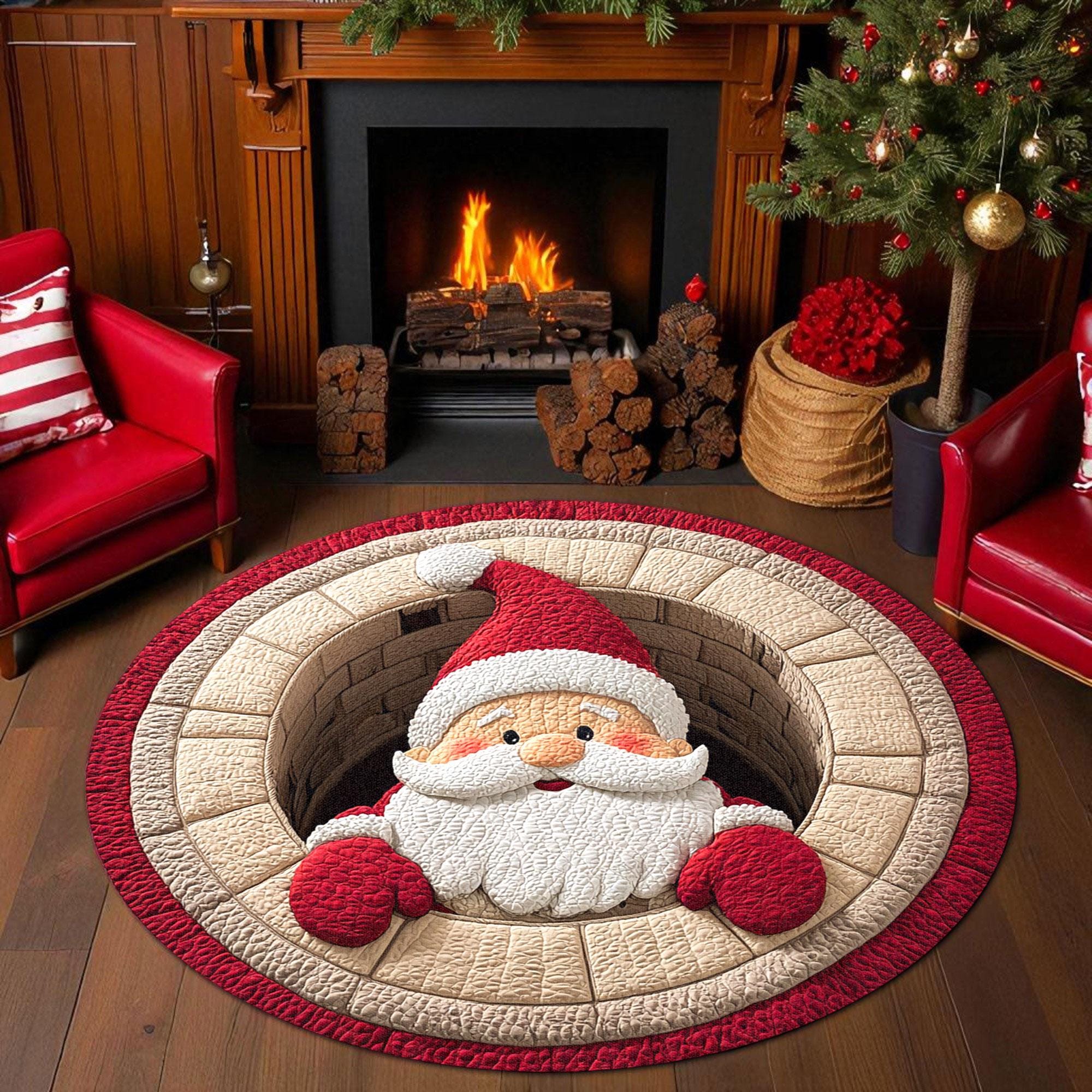 Weihnachtlicher 3D Illusion Teppich, Gnom Teppich, Optische Täuschung, Bodendekor, Halloween Dekoration, Noel Türeingang Teppich