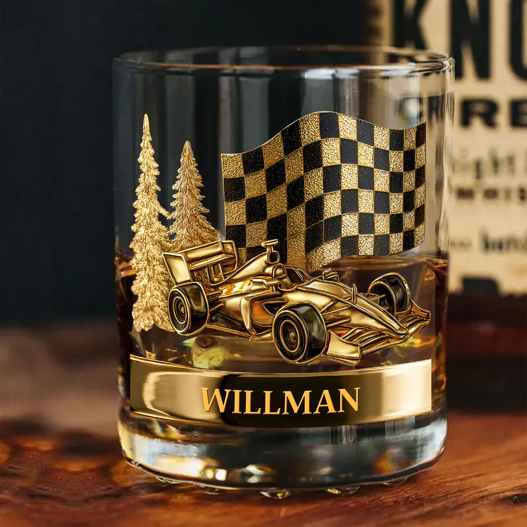 Custom Race Car Whiskey Bottle and Glass Set, Car Racing Barware Gift, Racing Whiskey Set for Men, Custom Driver Gift,Fast Car Lover Present