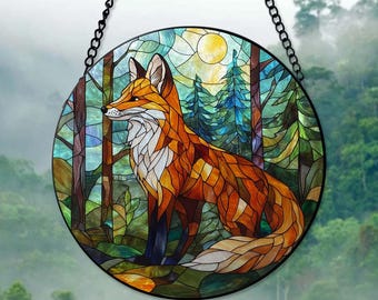 Fox Faux Glass Suncatcher, Fox Window Hanger, Nursery Decor, Fox Lover Gifts, Fox Art