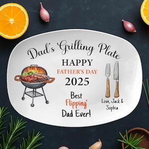 Personalized Daddy&#39;s Grilling Plate, Custom Father&#39;s Day Gift for Papa From Kids, Custom BBQ Platter, Grill Gifts for Dad, Dad Birthday Gift