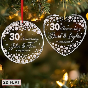 Decorazione in vetro personalizzata per il 30° anniversario di matrimonio con perle, decorazione per il 30° anniversario di matrimonio, ricordo per l'anniversario di matrimonio, 30° matrimonio
