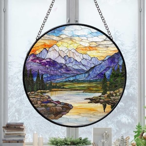 Grand Teton National Park Faux Stained Glass Suncatcher, Gift for Grand Teton National Park Lover, Grand Teton National Park Window Hanging