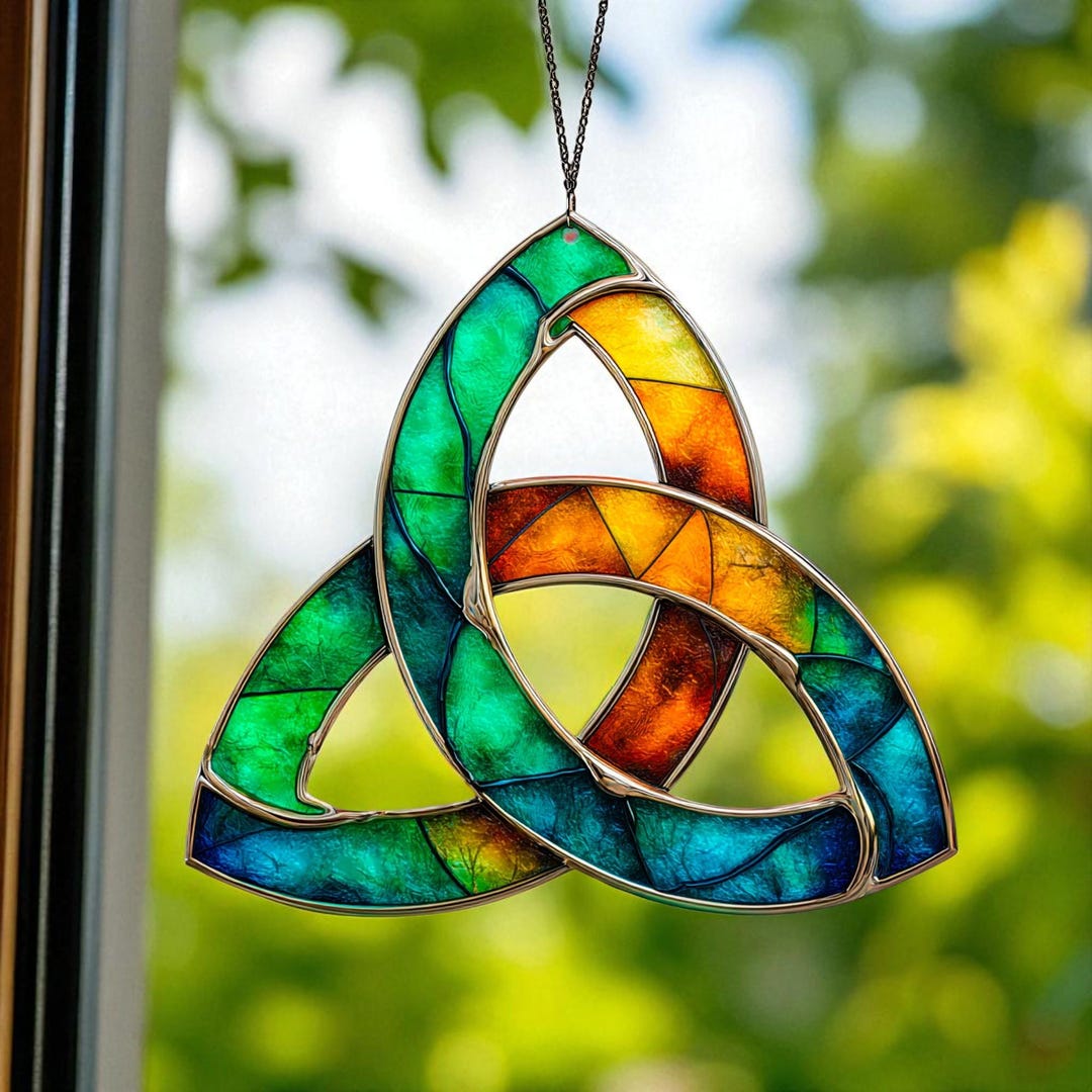Irish Window Topper Celtic Knot Irish Faux Stained Glass Acrylic Suncatcher, Fantasy Window ...