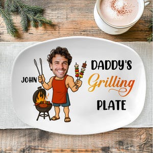 Personalized Daddy&#39;s Grilling Platter, Father&#39;s Day Gift From Kids, Custom BBQ Grilling Plate, Dad The Grill Master Plate, Dad Birthday Gift