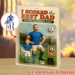 Personalized I Scored the Best Dad Soccer Figure 2D Acrylic Block Plaque, Father&#39;s Day Gift for Sport Soccer Coach Dad, Gift For Grandpa