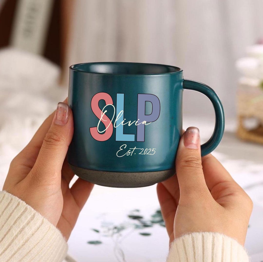 Personalized SLP Speech Language Pathologist Graduation Pottery Mug ...