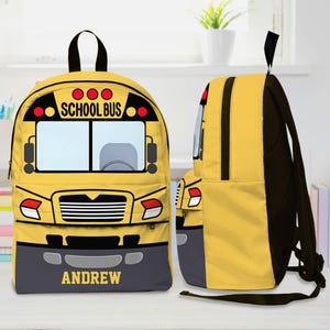 Sac à dos personnalisé pour chauffeur d'autobus scolaire, Sac à lunch, Pochette à crayons, Gourde pour enfants, Retour en bus scolaire, Sacs d'école pour enfants et tout-petits