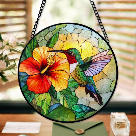 Hummingbird Stained Birds Window Hangings Stained