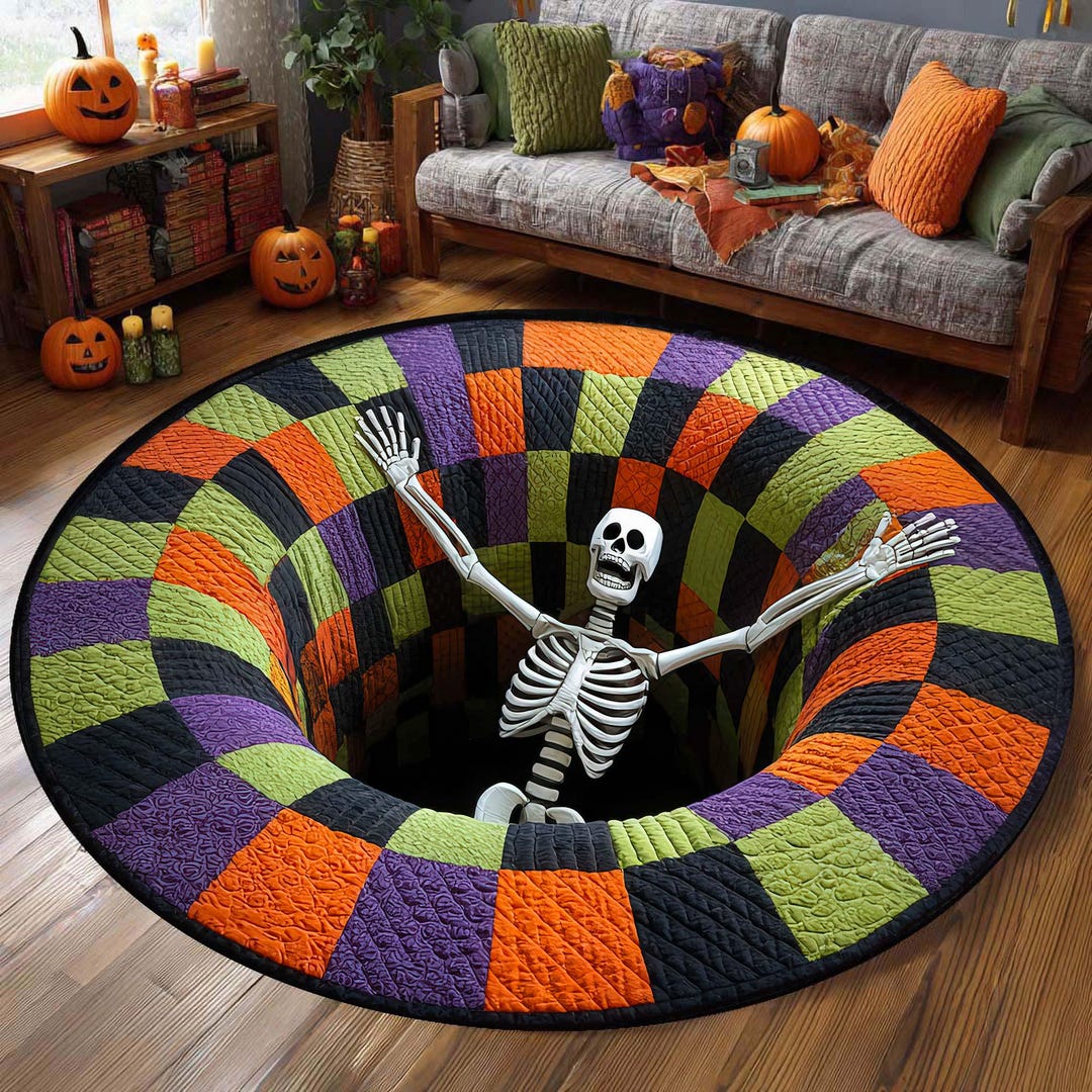 3D Printed Halloween Ghost Round Rug, Halloween Ghost Welcome Rug ...