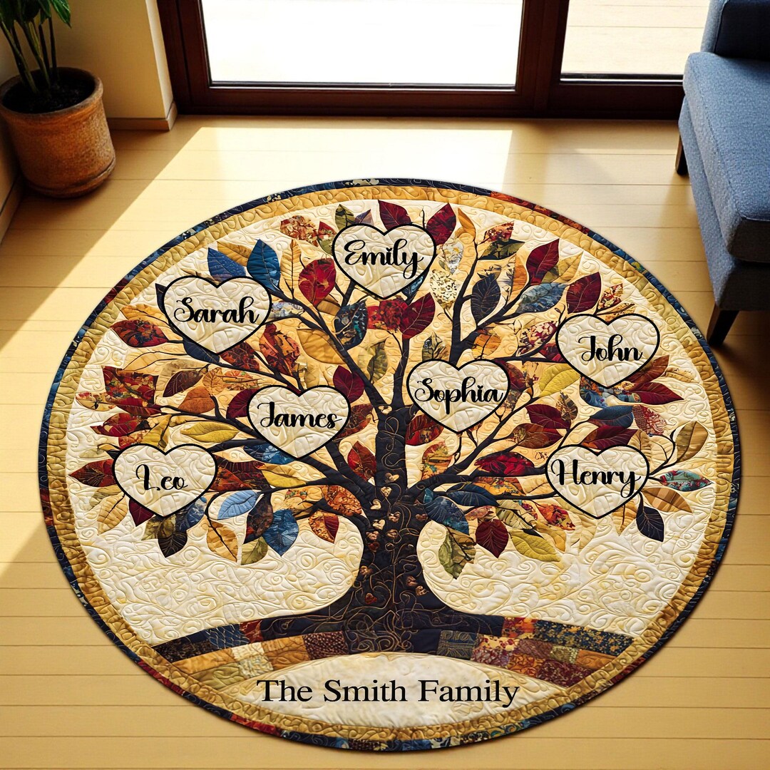 Famval Rug Personalized Family Tree Rug, Custom Name Rug for Families, Special ...
