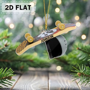 Custom Xmas Skateboard Ornament, Personalized Skating Christmas Tree Decoration, Cool Gift Idea for Boys Girls Teens Who Love to Skate