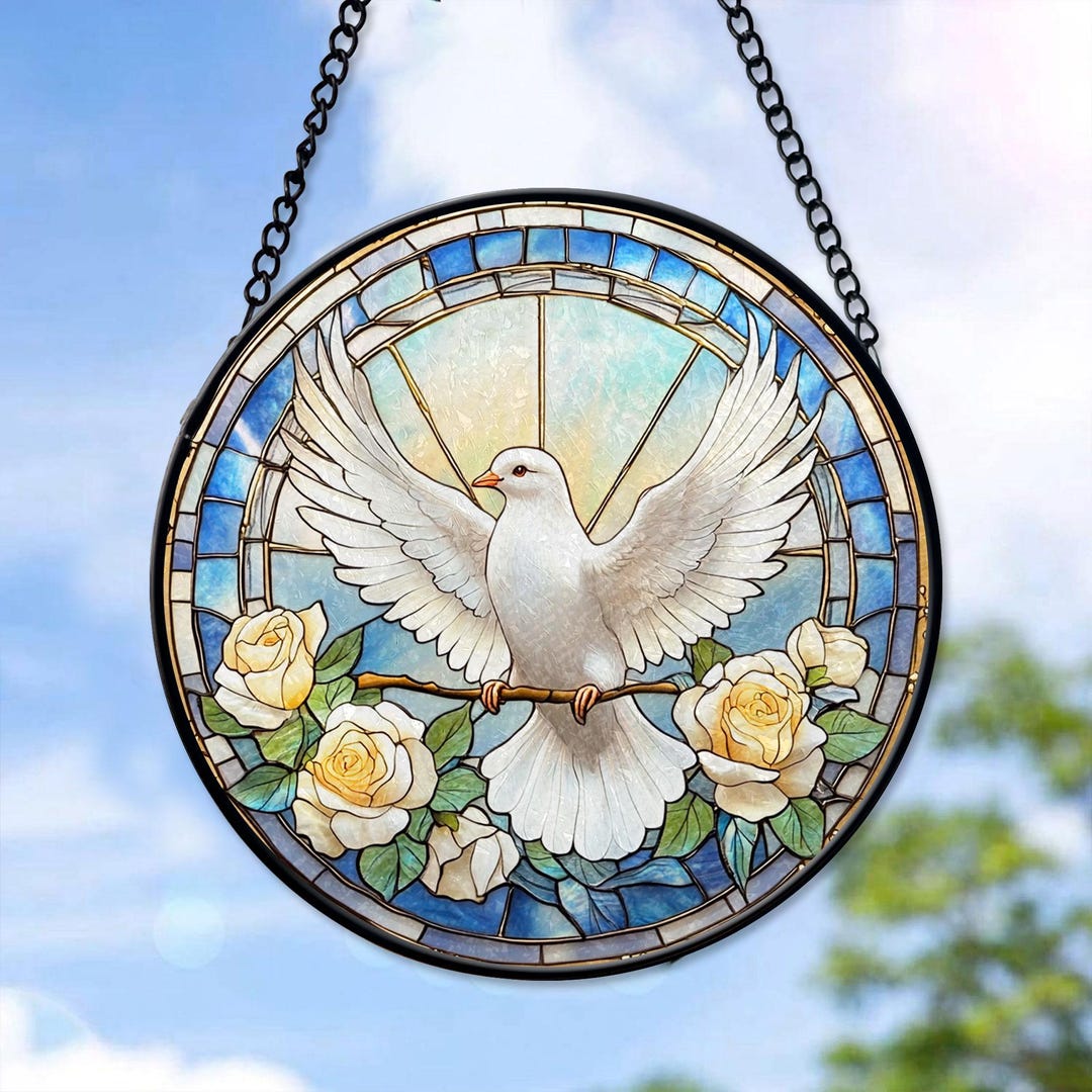 Dove Faux Stained Glass, Peaceful Dove Suncatcher, Bird Dove Glass ...