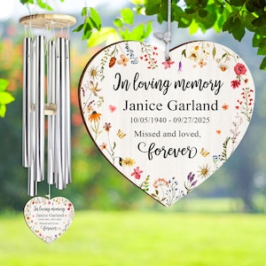Personalized Memorial Wind Chimes, Memorial Gift Wind Chime, Sympathy Gift, Personalized Wind Chimes, Wind Chimes Gift for Loss of Loved One