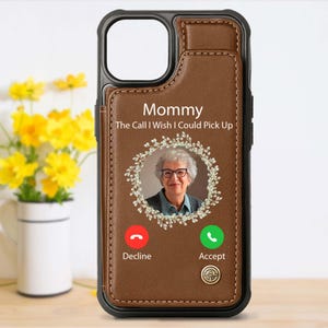 Étui portefeuille personnalisé en cuir avec photo pour maman, l'appel que j'aurais aimé recevoir, cadeau photo commémoratif, cadeau de sympathie, perte d'un être cher
