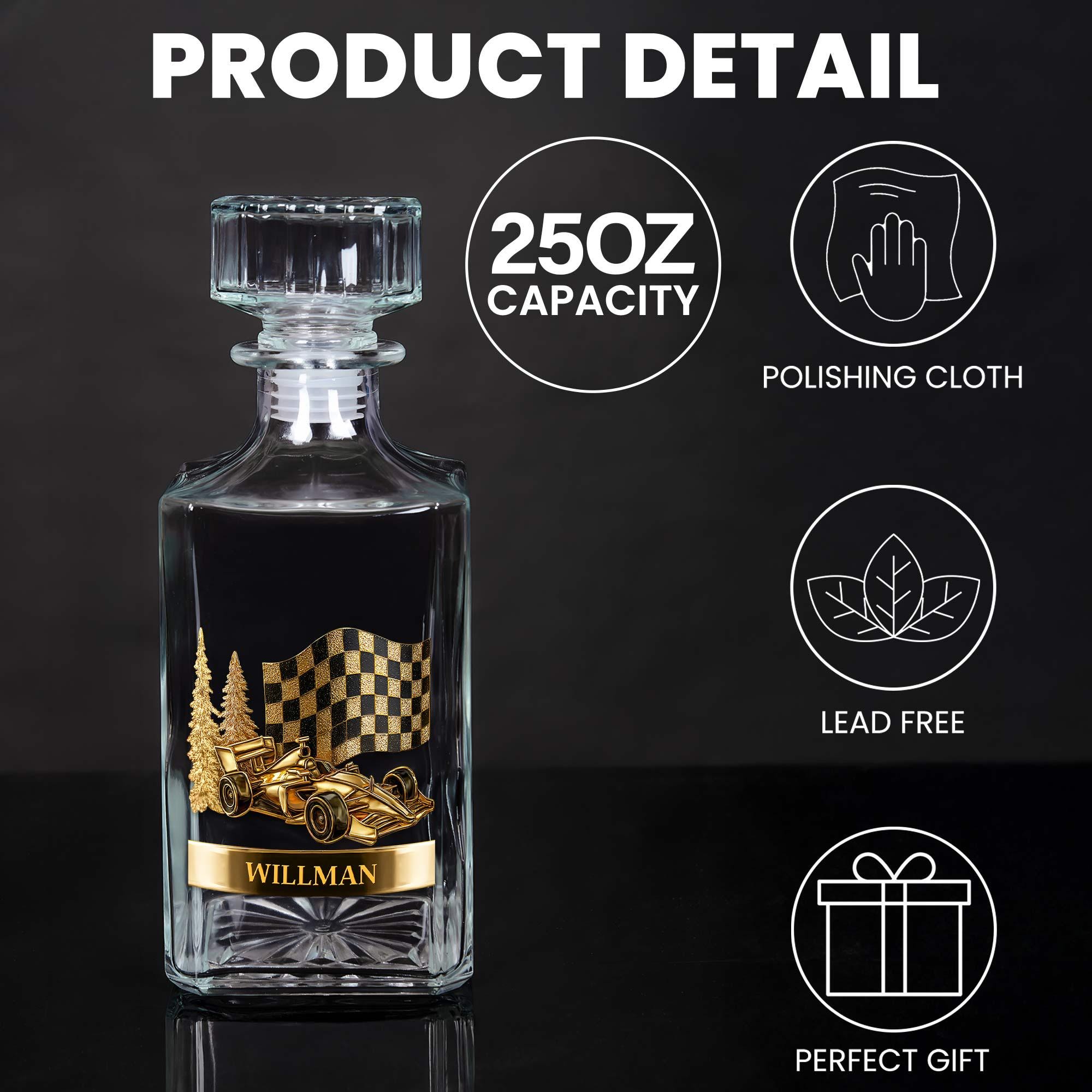 Custom Race Car Whiskey Bottle and Glass Set, Car Racing Barware Gift, Racing Whiskey Set for Men, Custom Driver Gift,Fast Car Lover Present