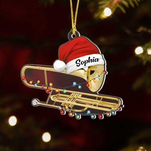 Custom Trombone Instrument Christmas Acrylic Ornament, Ornament for Band Students, Music Gift for Students & Musicians
