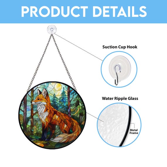 Attrape-soleil En Verre Teinté à Suspendre Pour Fenêtre - Motif Renard