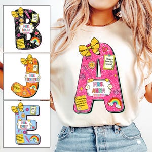 Custom Teacher Shirt, Back To School Gift, Teacher Appreciation Gifts, Teacher Alphabet Shirt, First Day Of School, Teacher Name Shirt