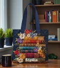 Personalized Floral Reading Quilt Tote Bag, Custom Reading Quilt Bags Gift For Book Lover, Literary Gift, Bookish Gift, Bookworm Tote Bag product logo