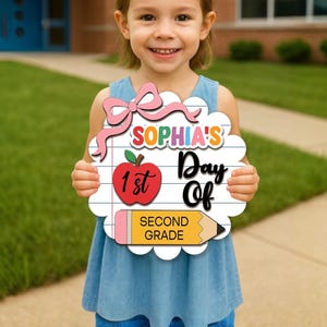 Personalized Back to School Sign, First Day of School Photo Prop, Interchangeable Back to School Sign