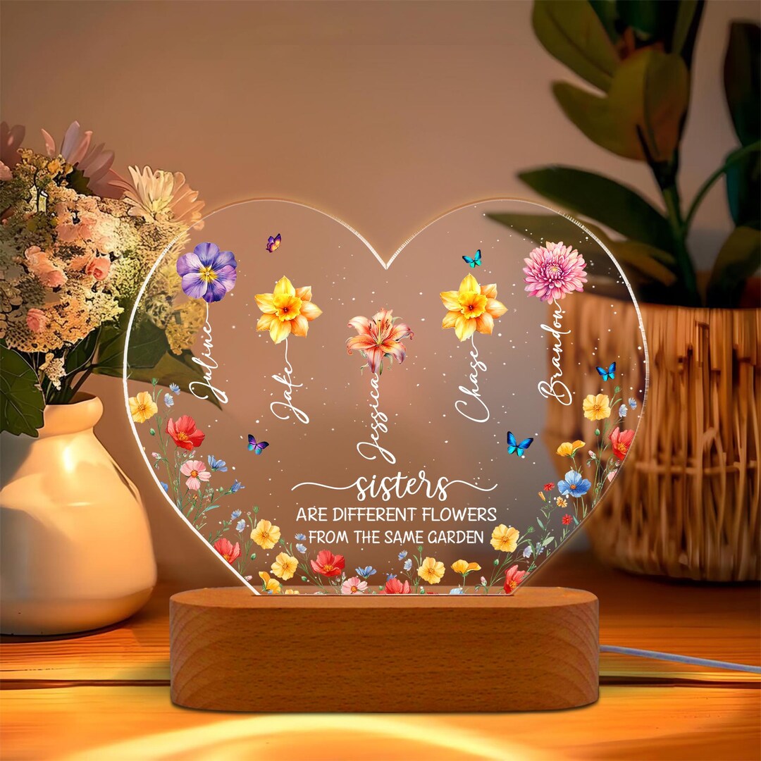 Good Friends Night Light – Warm White USB LED Lamp With Inspirational Text, Perfect Gift For Sisters, Women, Christmas & Birthday Decor