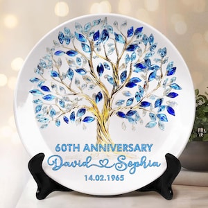 Personalized 65th Anniversary Gift For Parents, Anniversary Wedding Plate, 65 Year Anniversary Platter, 65th Anniversary Gift For Husband