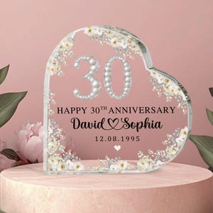 Personalized 30 Pearl Years Anniversary Acrylic Plaque, Custom 30th Wedding Anniversary Crystal Gift, Custom 30th Anniversary Acrylic Gift