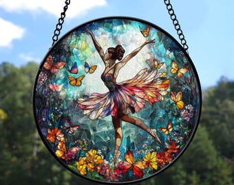 Ballet Girl Glass Suncatcher, Ballerina Suncatcher, Girl Dancing Window Hanger, Dancing Teacher Gifts, Ballet Gifts, Gifts For Dancer