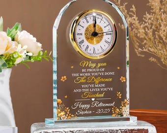 Personalized Retirement Gift for Woman, Happy Retirement Acrylic Desk Table Clock, Retirement Gift, Retirement Clock, Gift For Colleague
