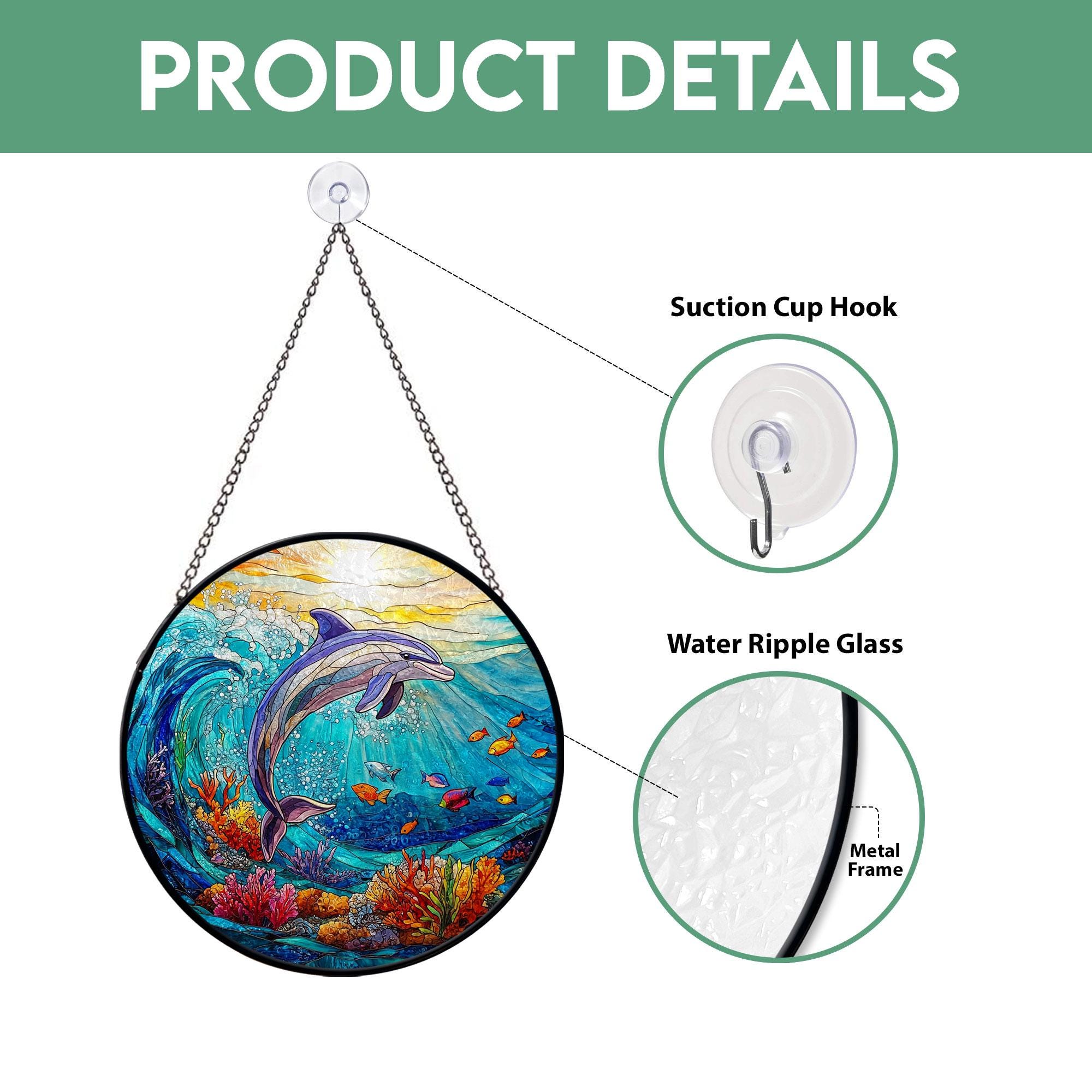 RIVEENY Delfin Buntglas-Fensterbehang, 20 Cm – Sonnenfänger Für Fenster, Wohnkultur, Geschenk