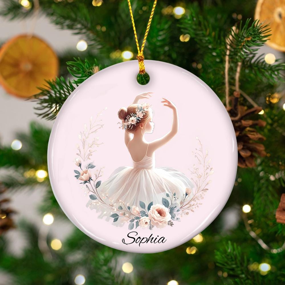 Custom Name Ballerina Ornament, Ballet Christmas Ornament, Dance Ornament, Girl Dancing Ornament, Custom Ornament For Girls, Gifts For Kids