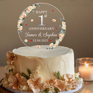 Personalized 1st Wedding Anniversary Cake Topper, The First Anniversary Acrylic Cake Topper, 1st Wedding Anniversary Decor, Anniversary Gift