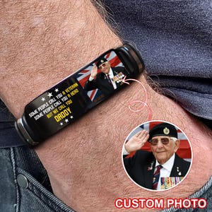 Personalized Photo Vietnam Veteran Men Bracelet, We Call You Daddy, Veteran Day Gift, Gift for Veteran Dad, Grandpa, Father&#39;s Day Gift