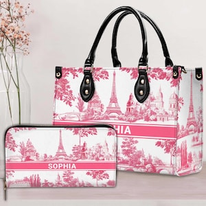 Sacolas de presente personalizadas de Paris French Toile De Jouy, bolsa de couro francesa, presente para viagem, bolsa de viagem de Paris, presente de férias