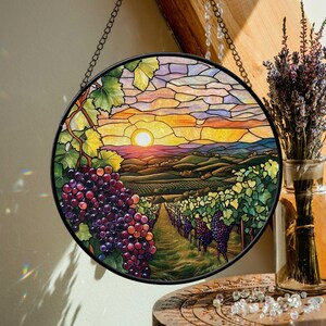 Napa Vineyard California Stained Faux Glass Suncatcher, Napa Valley Window Hanger, Napa Valley Keepsake, Birthday Gifts For Her, Him