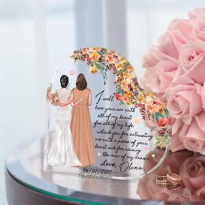Geschenke für die Mutter des Bräutigams, individuelles Hochzeitskleid, Blume, Text-Herz-Acryl-Plakette, Geschenke für die Mutter des Bräutigams, Geschenke für Schwiegermutter von der Braut