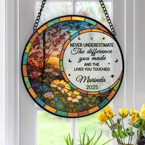 Custom Retirement Faux Stained Glass Suncatcher, Retirement Window Decor, Retirement Gifts For Her, Coworker Gifts, Retirement Keepsake