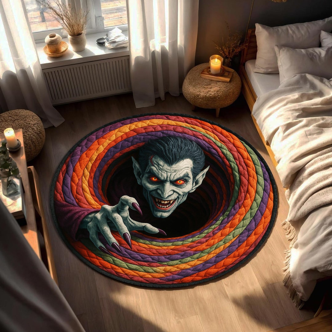 3D Printed Halloween Vampire Rug, Halloween Ghost Welcome Rug, Spooky ...
