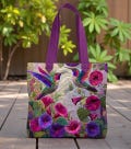 Hummingbird Quilted Tote Bag, Bird Art Shoulder Bag, Nature Lover Gift for Women, Hummingbird Lover Bags, Bird Lover Gift, Hummingbird Gift product logo