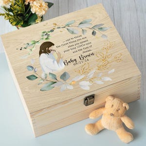 Scatola dei ricordi commemorativa personalizzata per bambini, scatola dei ricordi in legno per la perdita del bambino, memoriale per la perdita infantile, regalo in lutto per un bambino angelo, ricordo di aborto spontaneo