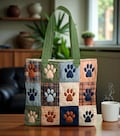 Dog Paw Quilt Tote Bag, Unique Gift for Dog Mom,  Pet Memorial Quilt Gift for Dog Owners, Animal Lover Gift, Pet Lover Gift, Dog Tote Bag product logo