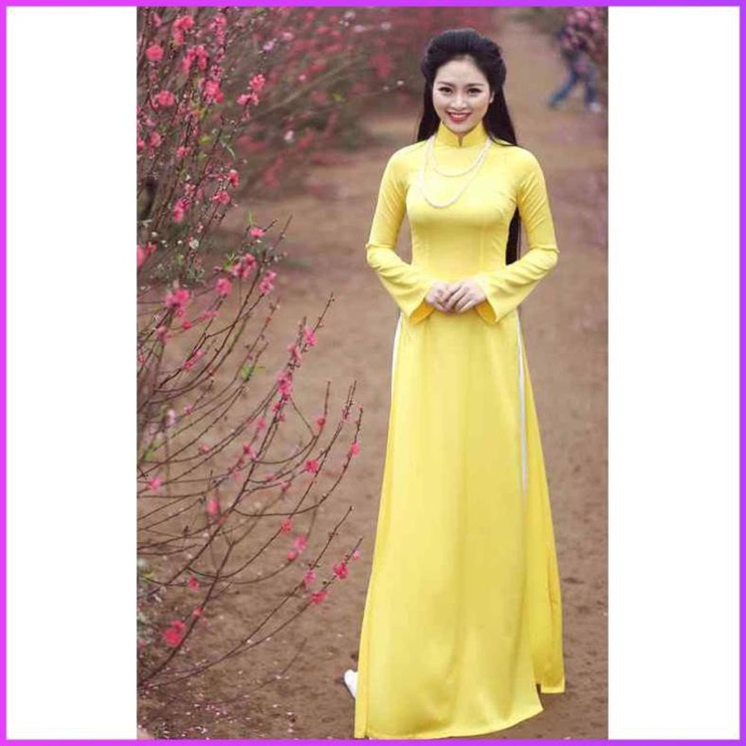 Pre-made Ao Dai Viet Nam Áo Dài Trơn Vàng , Plain Yellow Ao Dai - Etsy